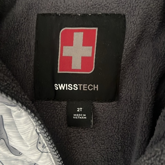 The SwissTech Toddler Boys Puffer Jacket in Gray with Dino Print - Picture 9 of 10